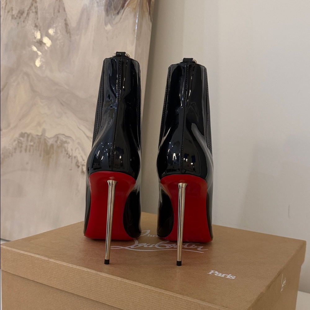 Christian Louboutin Glossy Black Ankle Booties - Picture 6 of 8